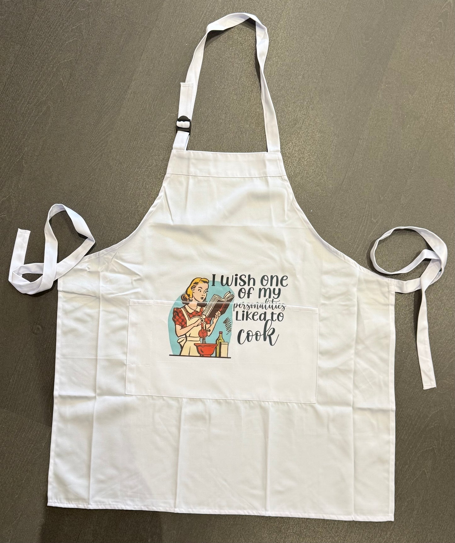 I wish one of my Personalities liked to cook Adult Apron, Pink, White or Beige Pinny, Cooking, Baking, Personalised, Unisex, Mens, Women’s