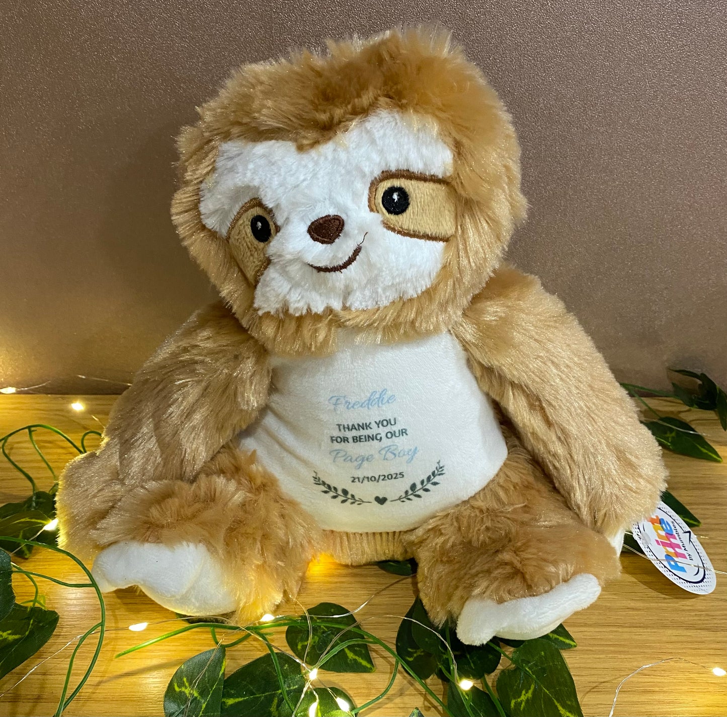 Will you be Our Page Boy, Sloth, Mini Mumbles Bear, Print Me Bear, Personalised Soft Toy