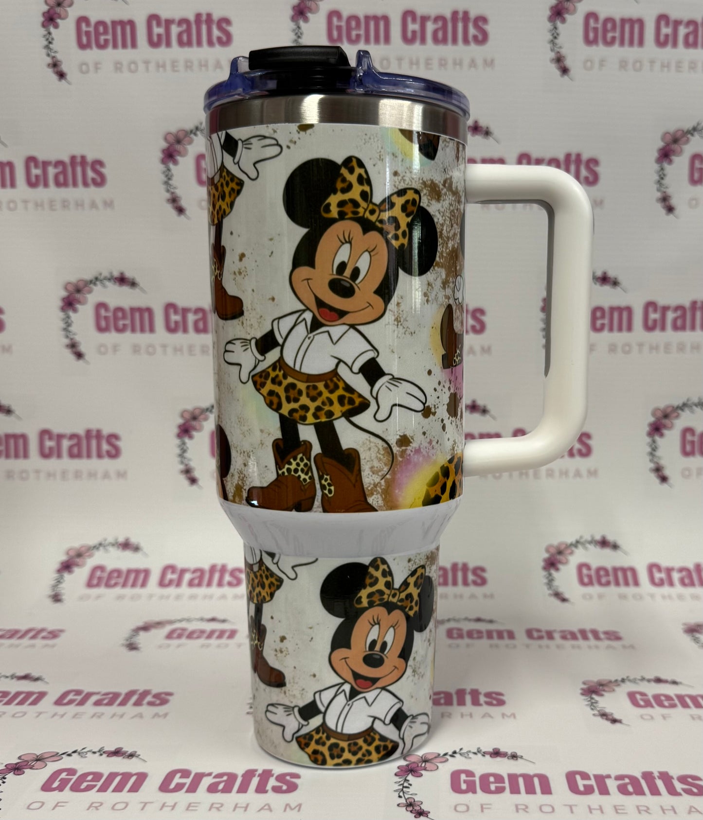 Leopard Print Minnie, 40oz Tumbler, 1.1 Litre, Insulated, Stainless Steel, Hot & Cold use, Personalised
