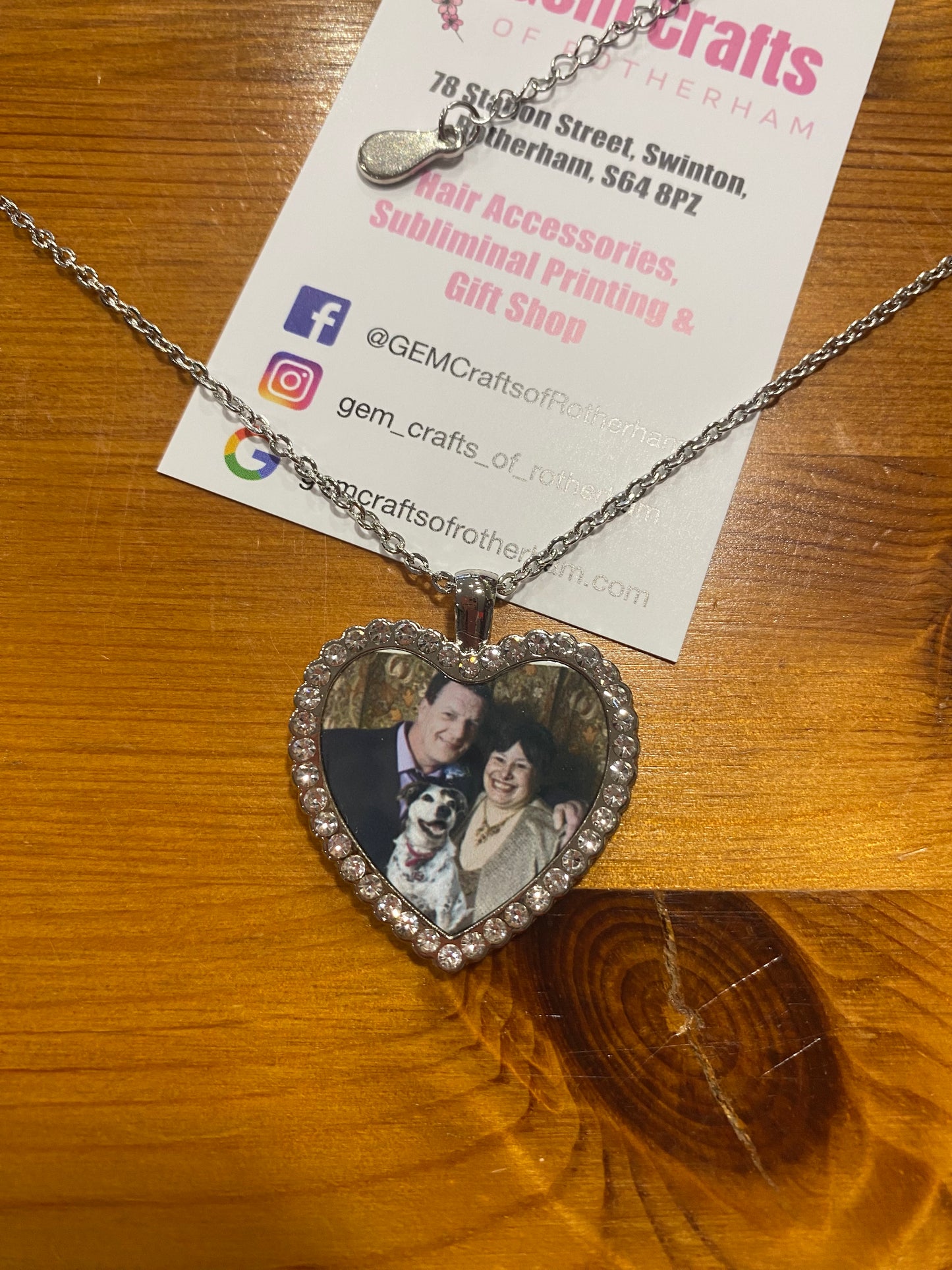 Diamante Photo Necklace, Bridesmaid, Mother of the Bride, Birthday, Memorial, Personalised