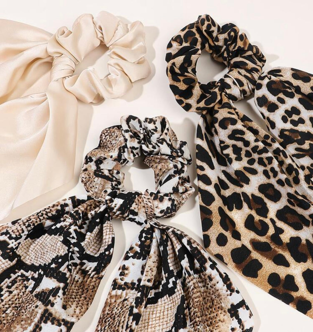 Leopard, Snake or Plain Print Tassel Scrunchies, Tassel Scrunchies