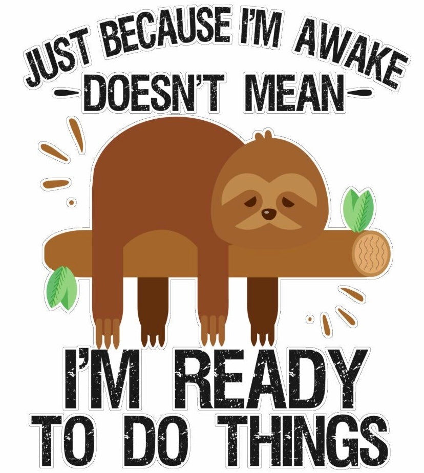 Just Because I’m Awake, Thermos, Travel Mug, Sloth