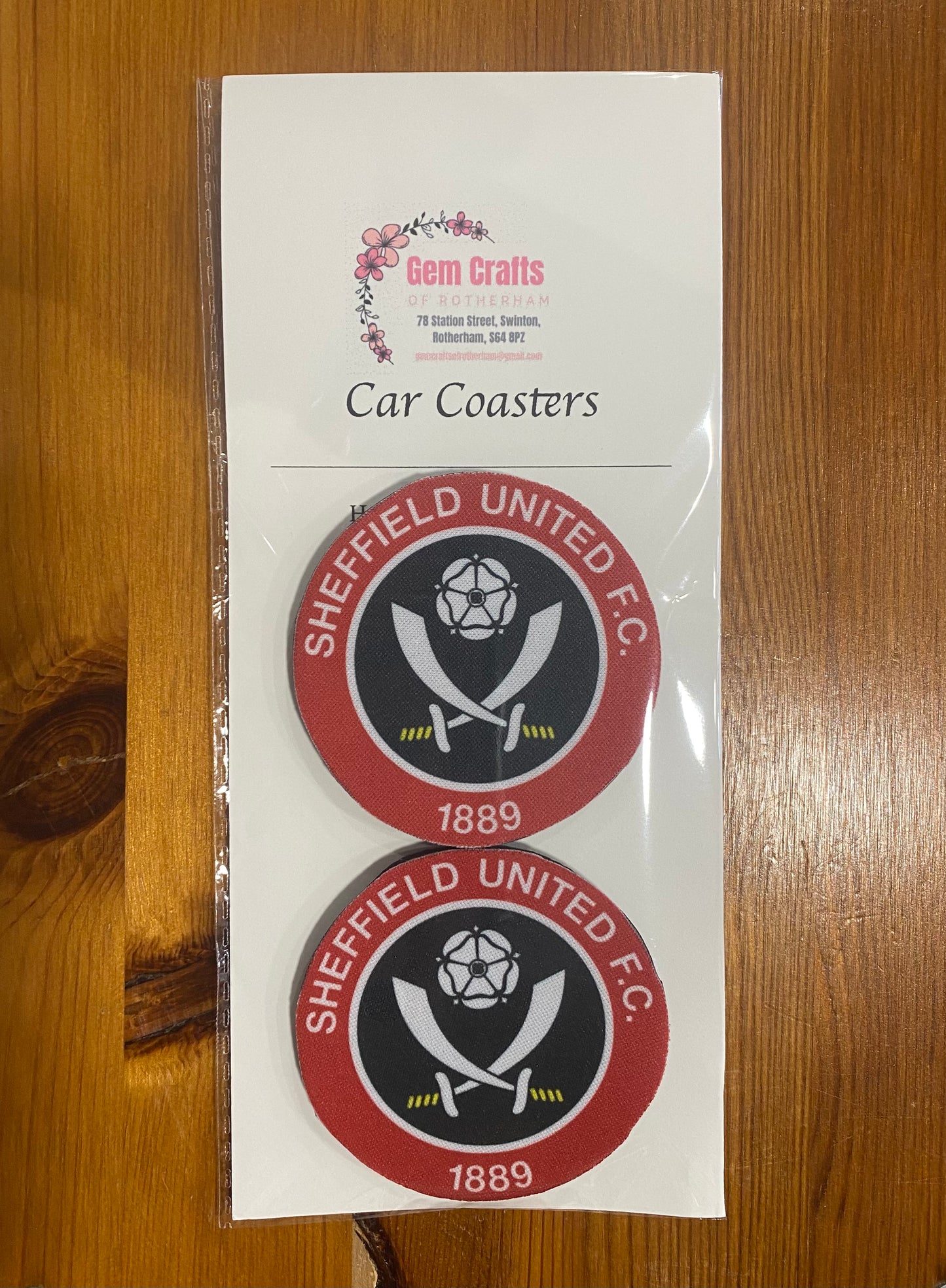 Sheffield United, Football, Car Coasters, Funny Car Decoration, Set of 2