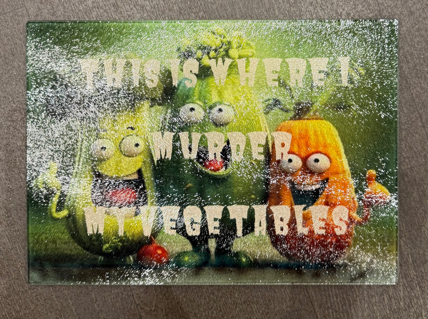 This is where I murder my vegetables, Funny, Glass Chopping Board, Worktop Saver, Personalised