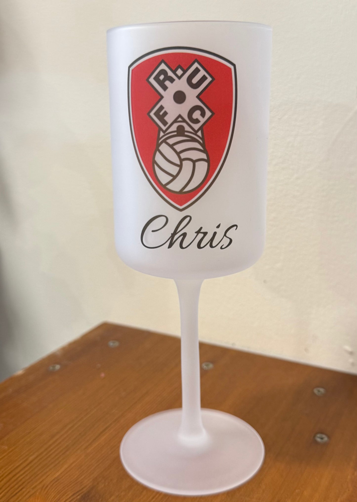 Rotherham United, Wine Goblet Glass, Personalised, Football