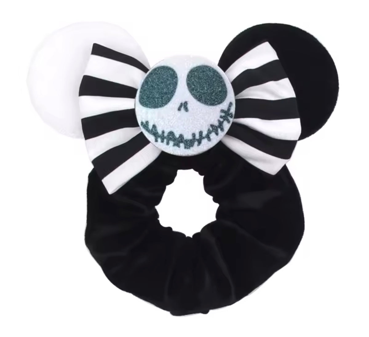 Mouse Ear Velvet Scrunchie, Jack Skeleton, Halloween