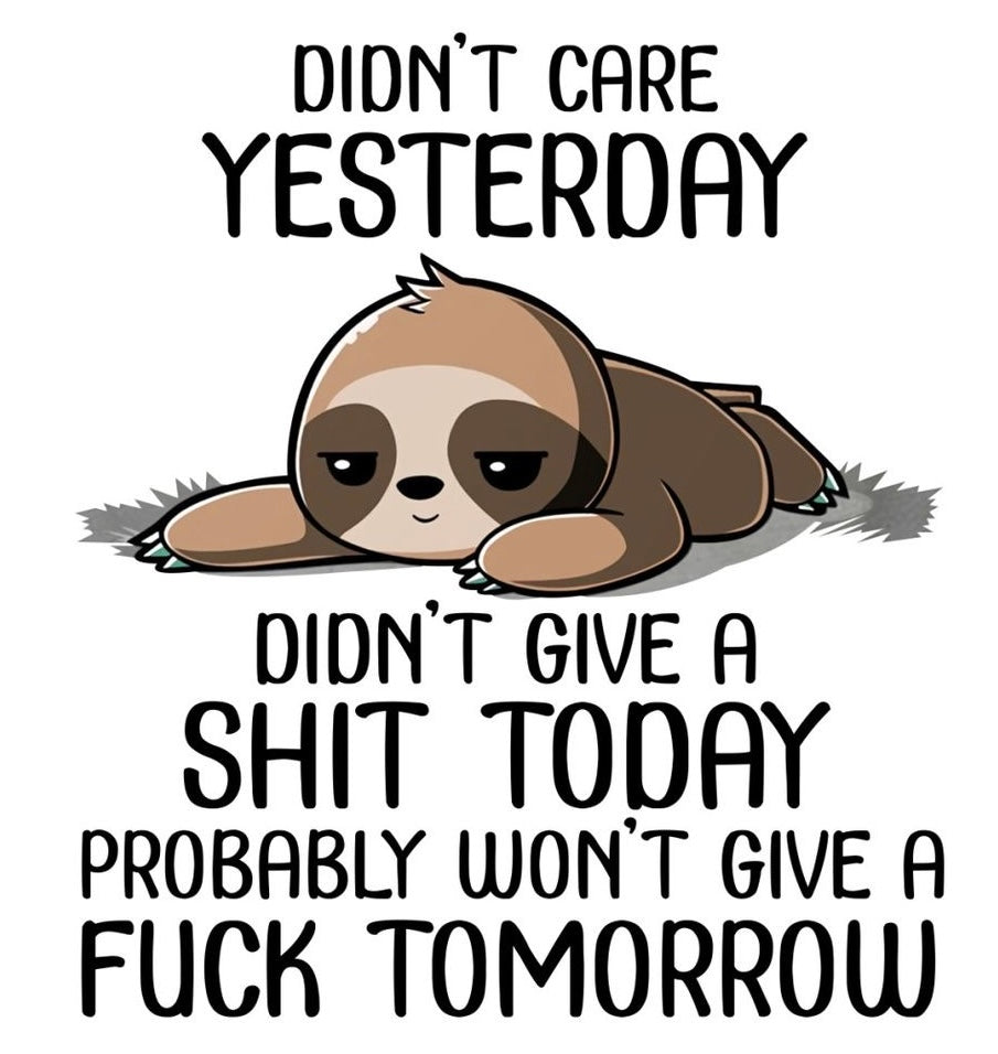 Didn’t Care Yesterday, Travel Mug, Thermos, Sloth