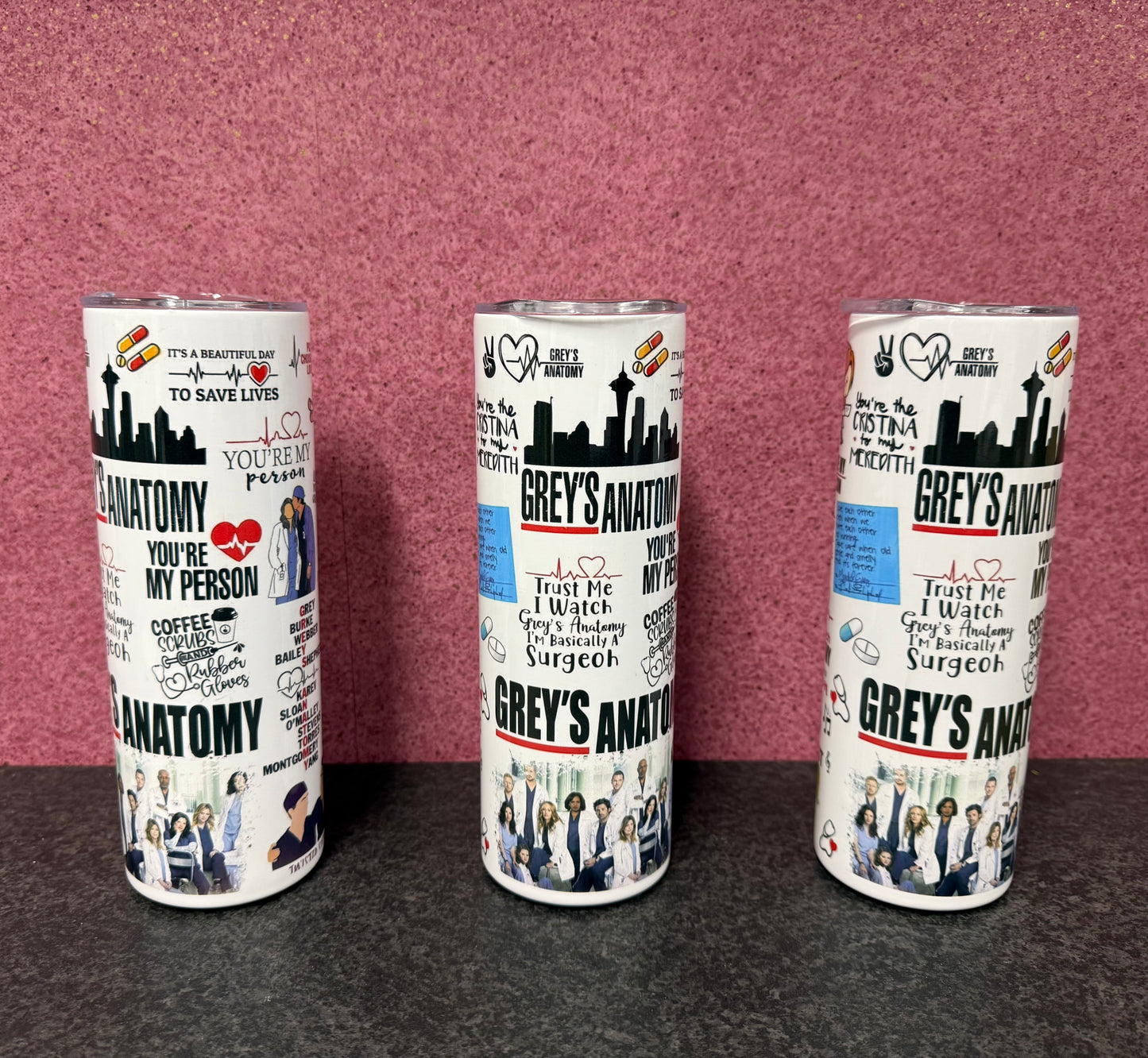 Greys Anatomy, 20oz Tumbler, Insulated, Stainless Steel, Hot & Cold use