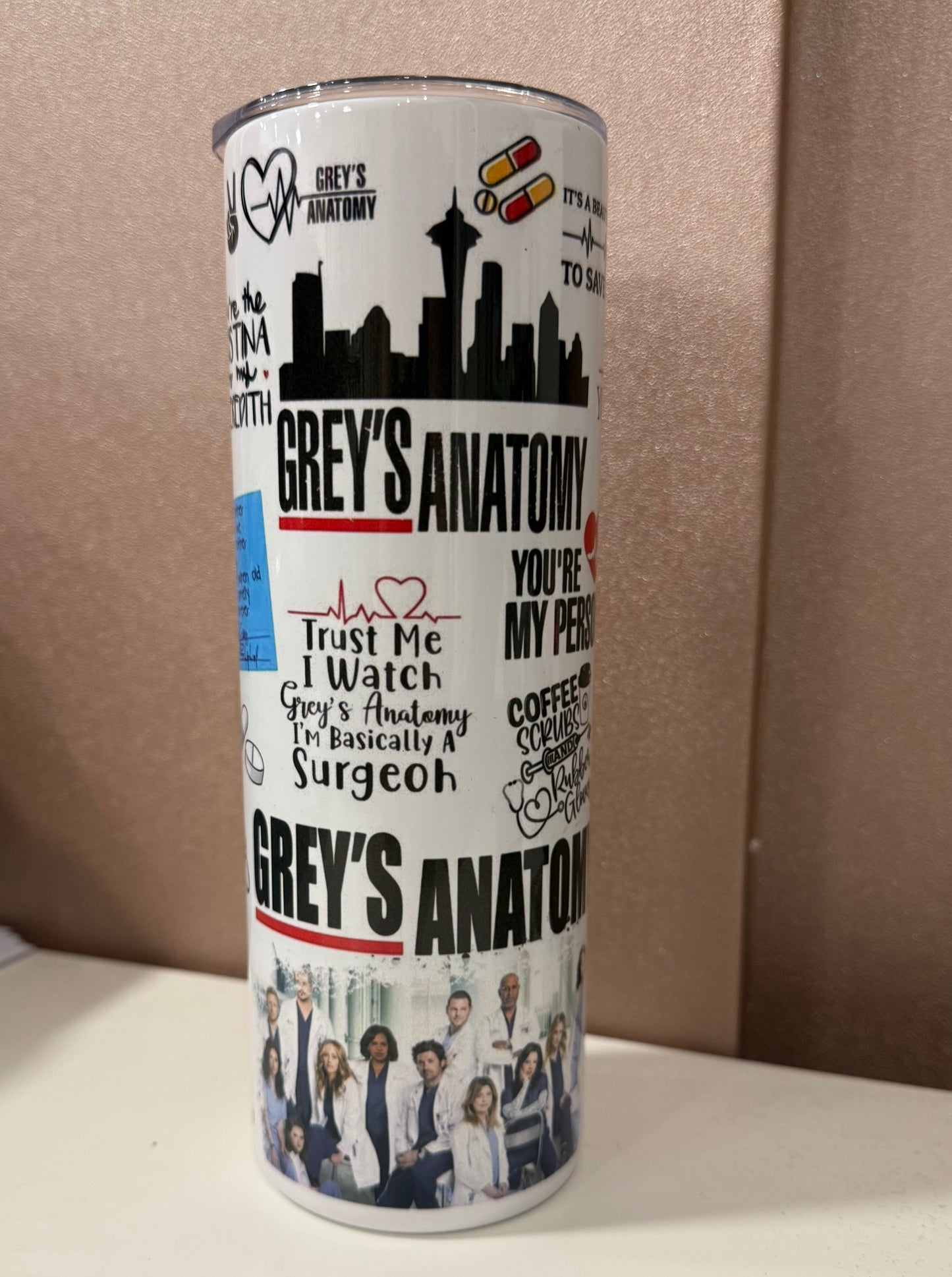 Greys Anatomy, 20oz Tumbler, Insulated, Stainless Steel, Hot & Cold use