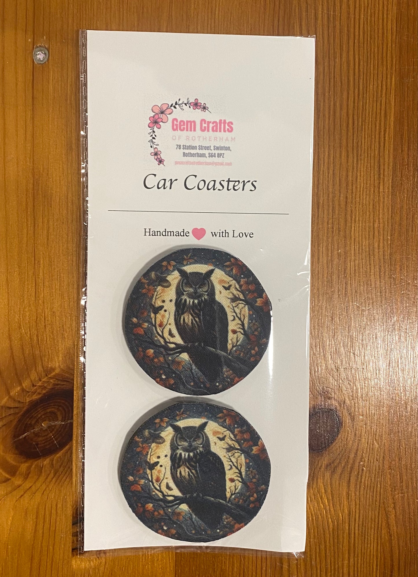 Owl, Car Coasters, Car Decoration, Set of 2