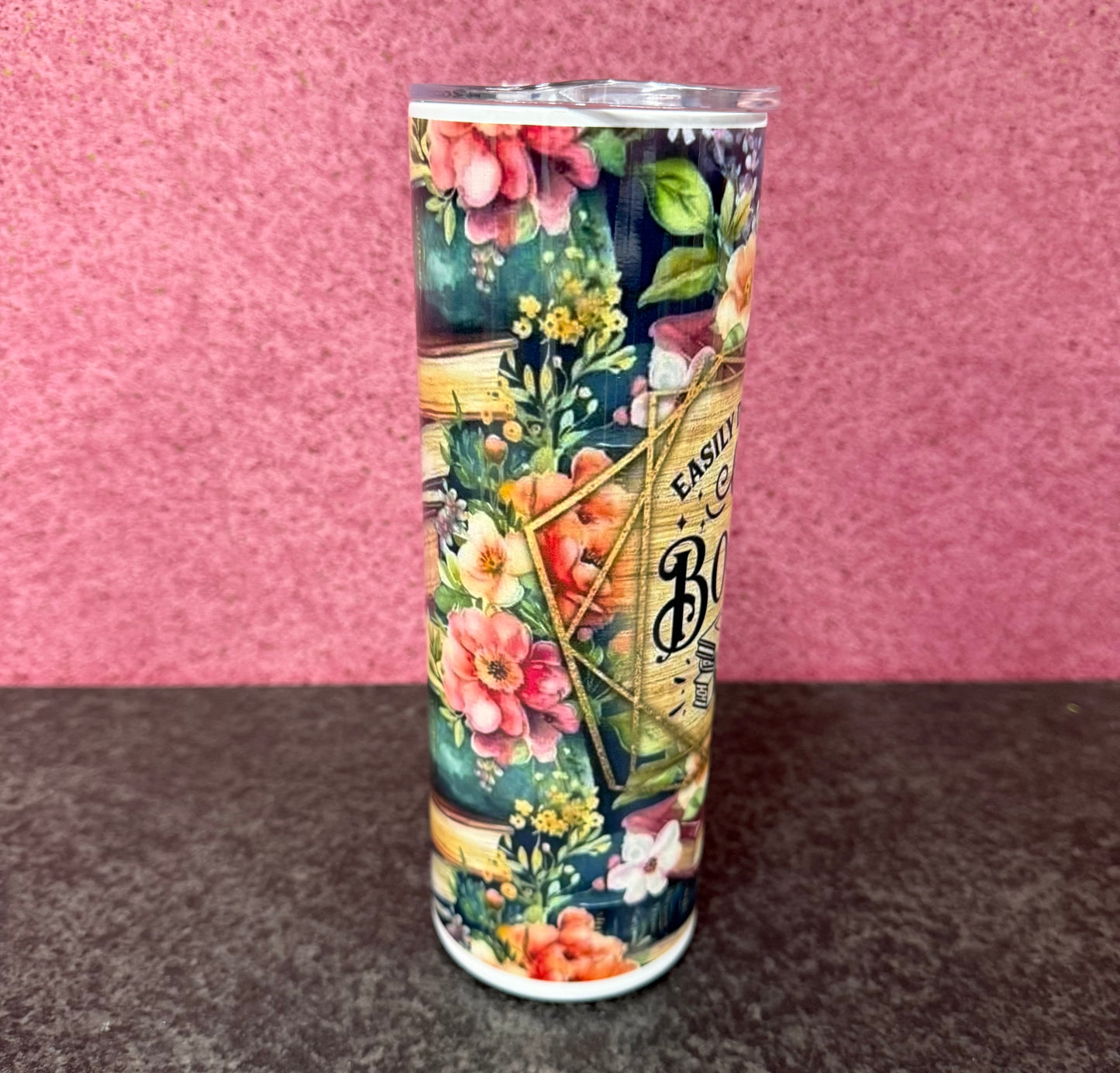 Easily Distracted by Books, 20oz Tumbler, Insulated, Stainless Steel, Hot & Cold use, Personalised