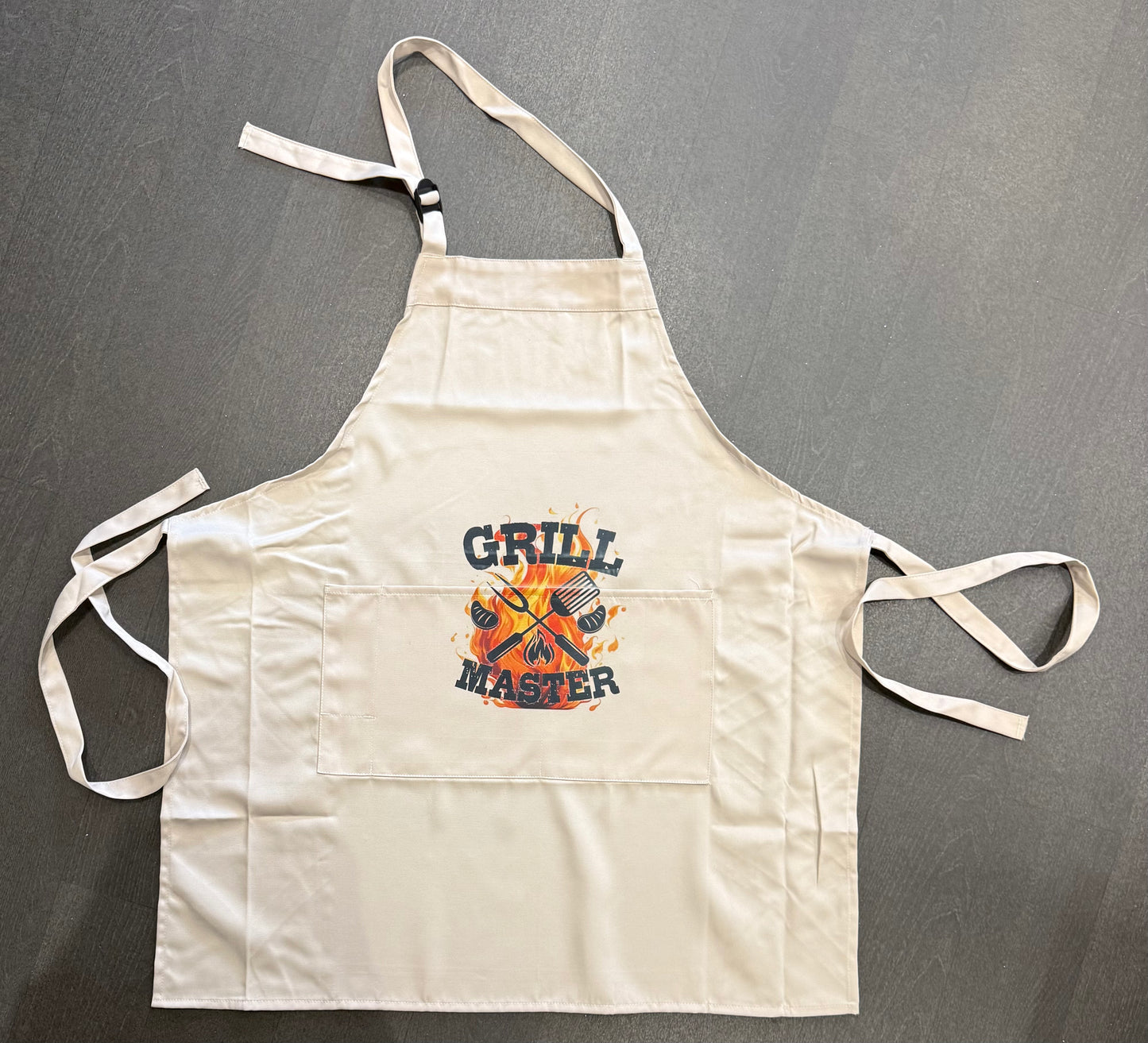 Grill Master Adult Apron, Pink, White or Beige Pinny, Cooking, Baking, Personalised, Unisex, Mens, Women’s