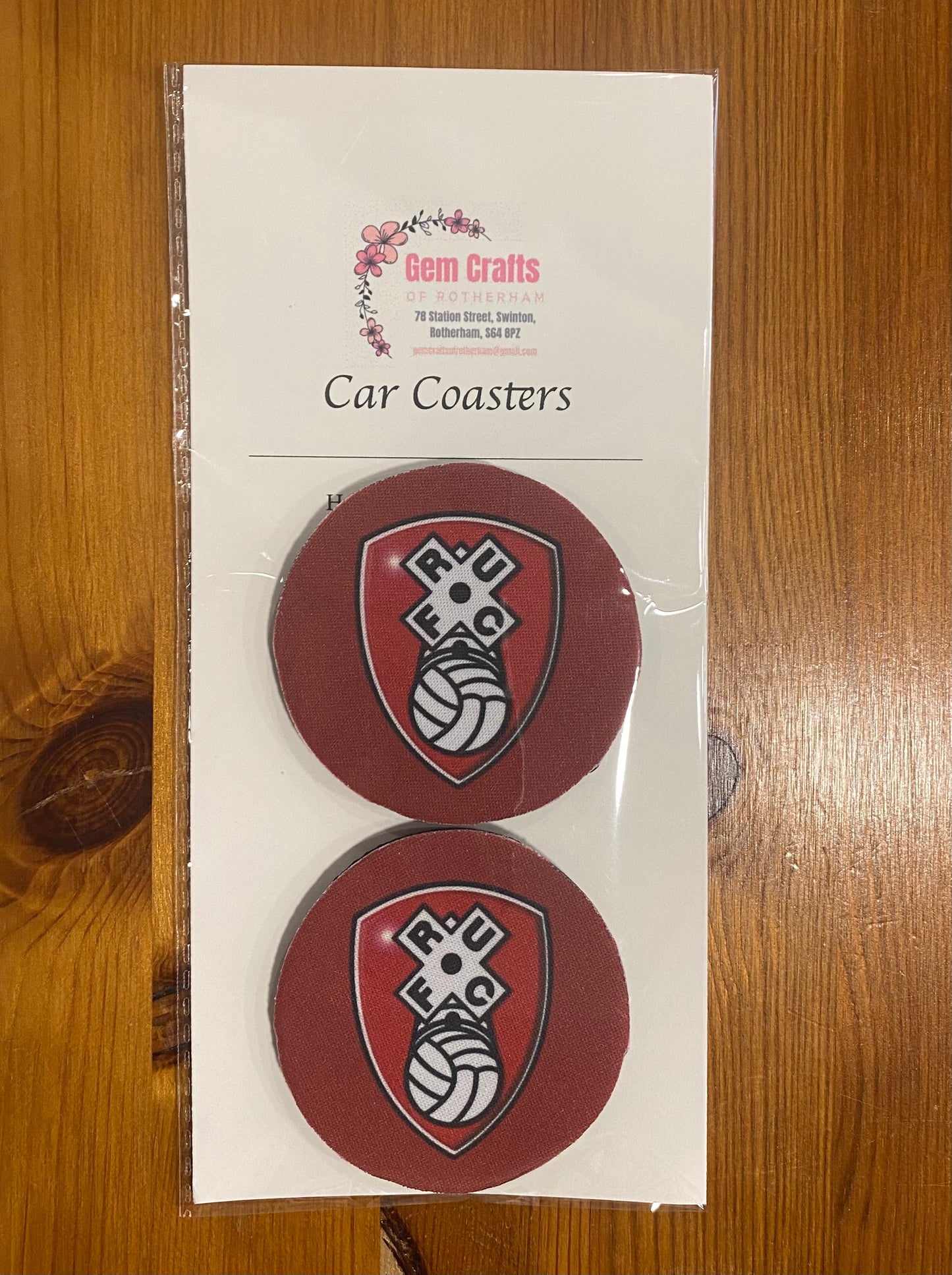 Rotherham United, Football, Car Coasters, Funny Car Decoration, Set of 2