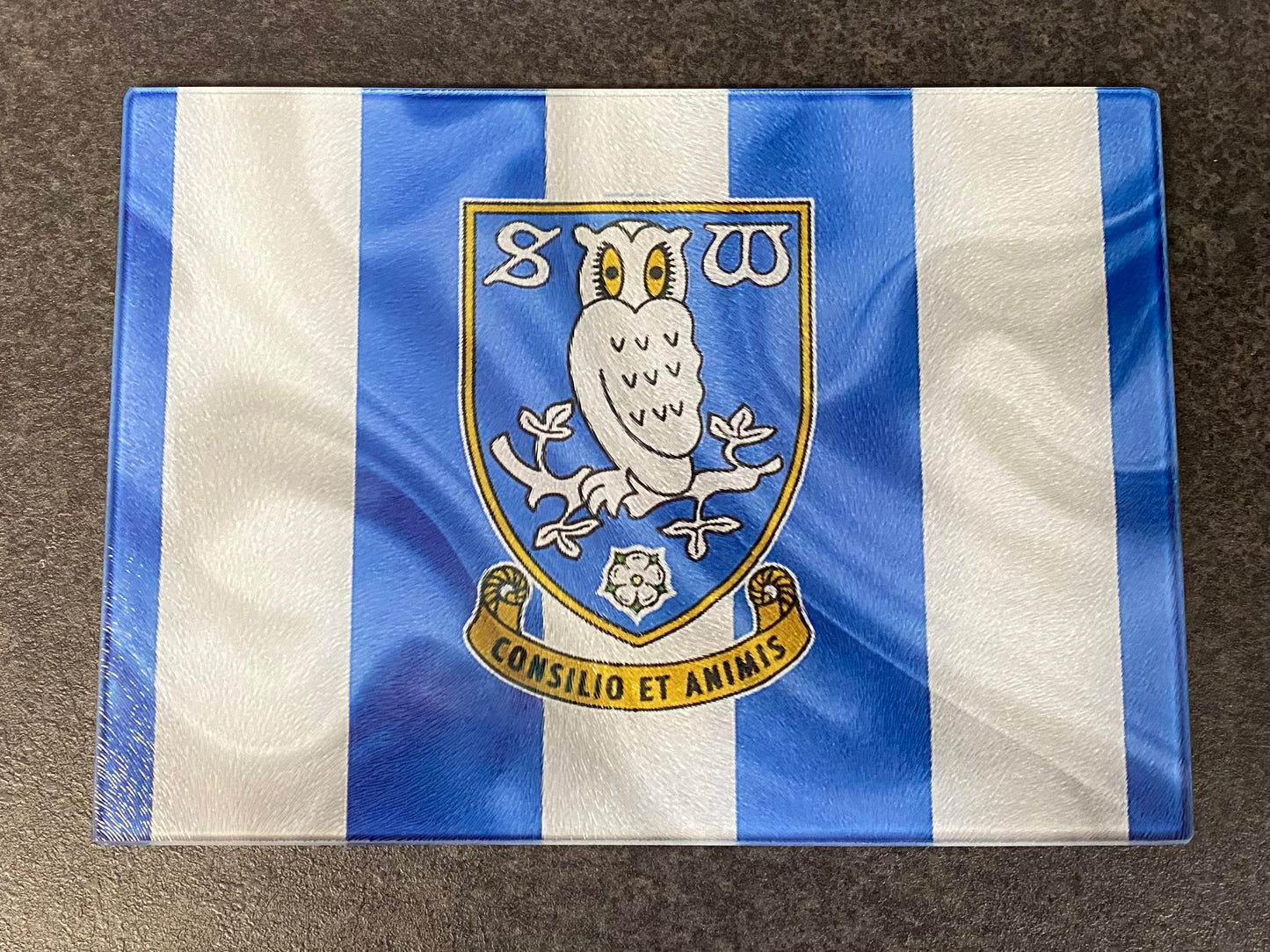 Sheffield Wednesday Glass Chopping Board, SWFC, Football Team, Worktop Saver
