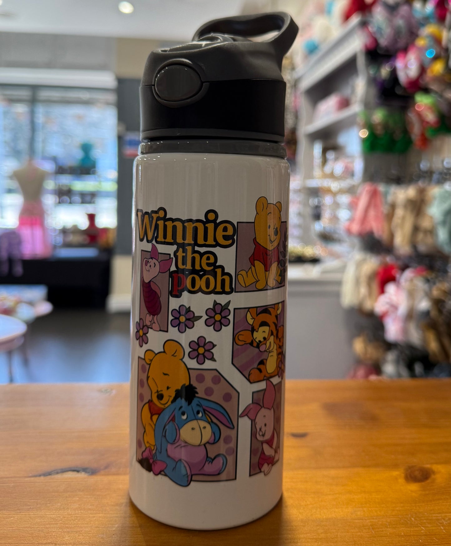 Winnie the Pooh, Straw Lid, Flip Top, Water Bottle, Personalised