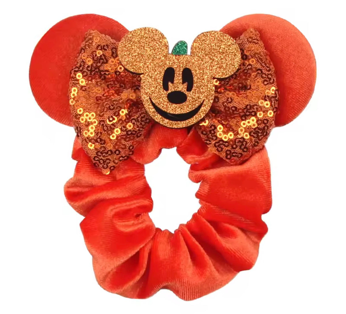 Mouse Ear Velvet Scrunchie, Mickey, Pumpkin, Halloween