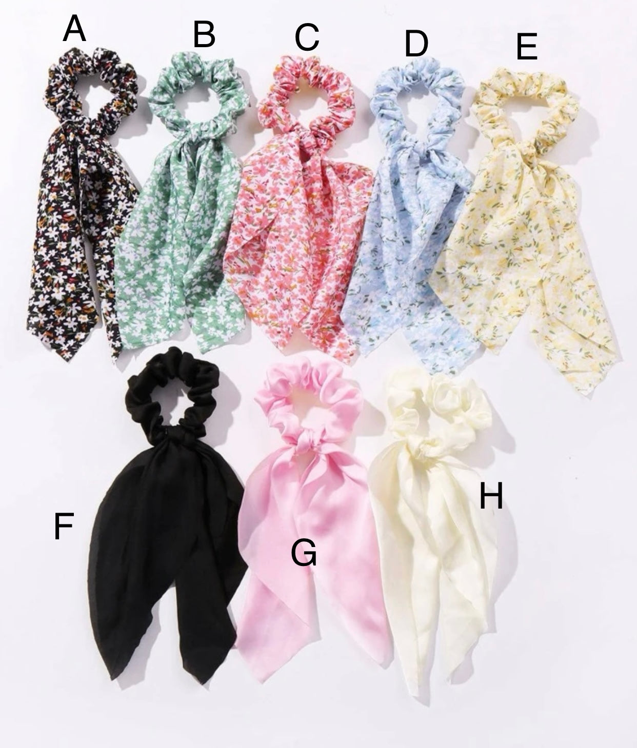 Floral Tassel Scrunchies, Flowers, Summer Scrunchies, Choice of Colours