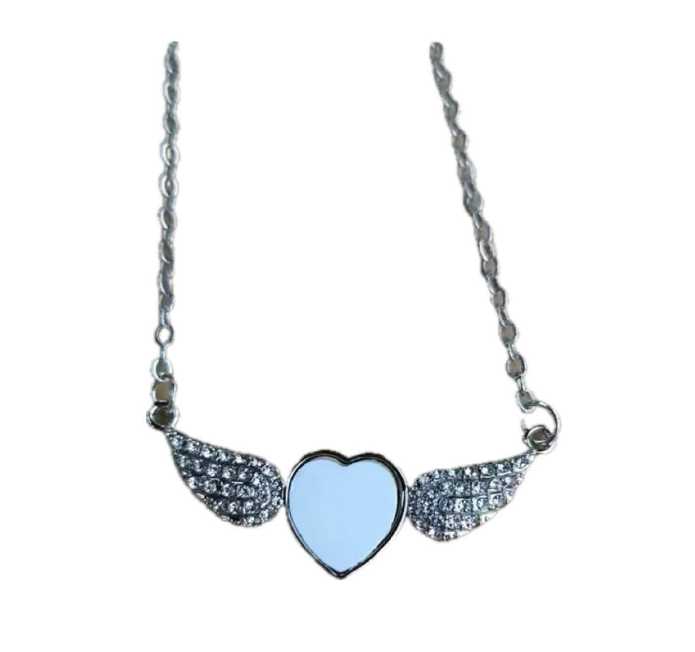 Heart with Wings Diamante Photo Necklace, Bridesmaid, Mother of the Bride, Birthday, Memorial, Personalised