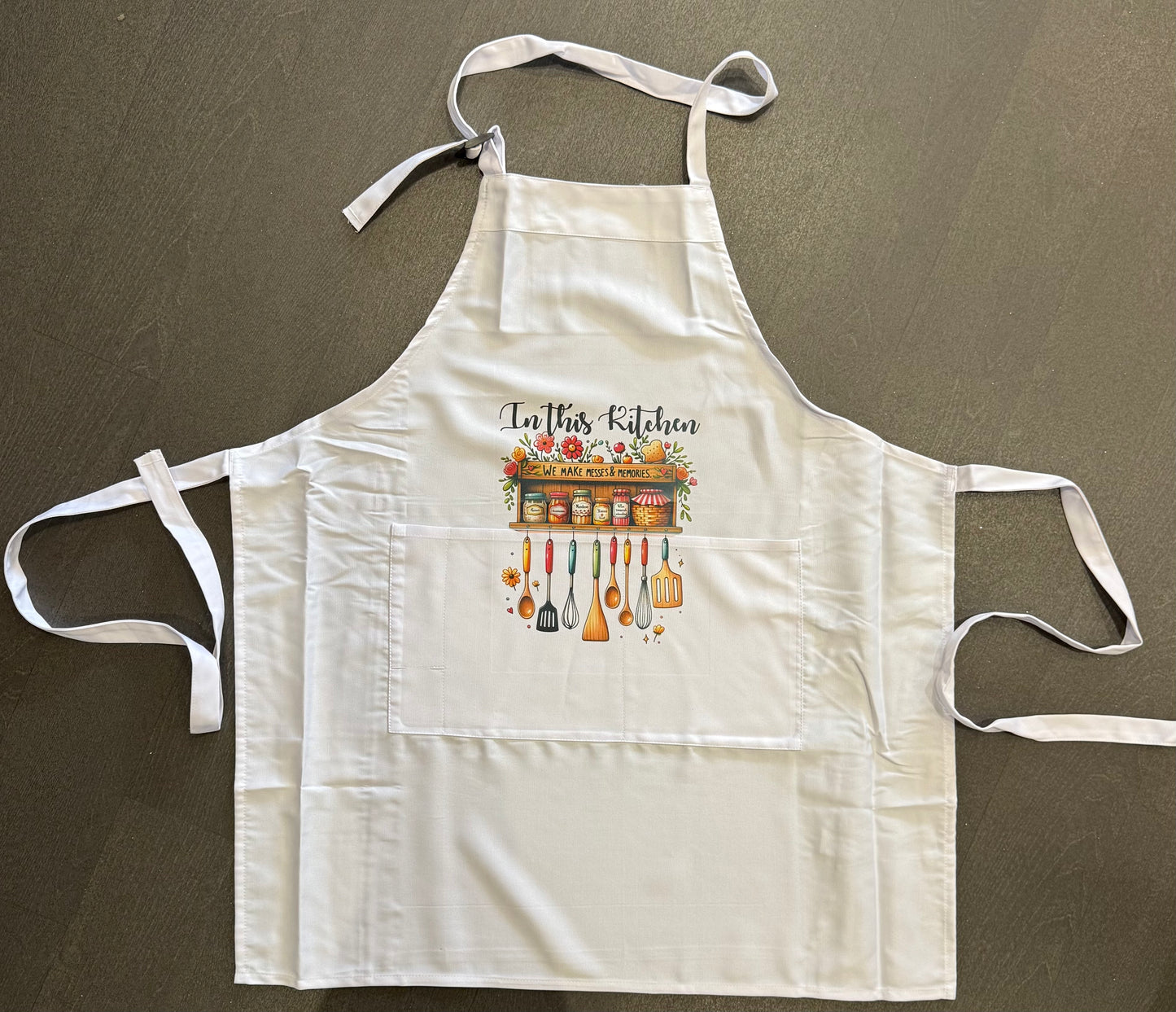 In this Kitchen Adult Apron, Pink, White or Beige Pinny, Cooking, Baking, Personalised, Unisex, Mens, Women’s