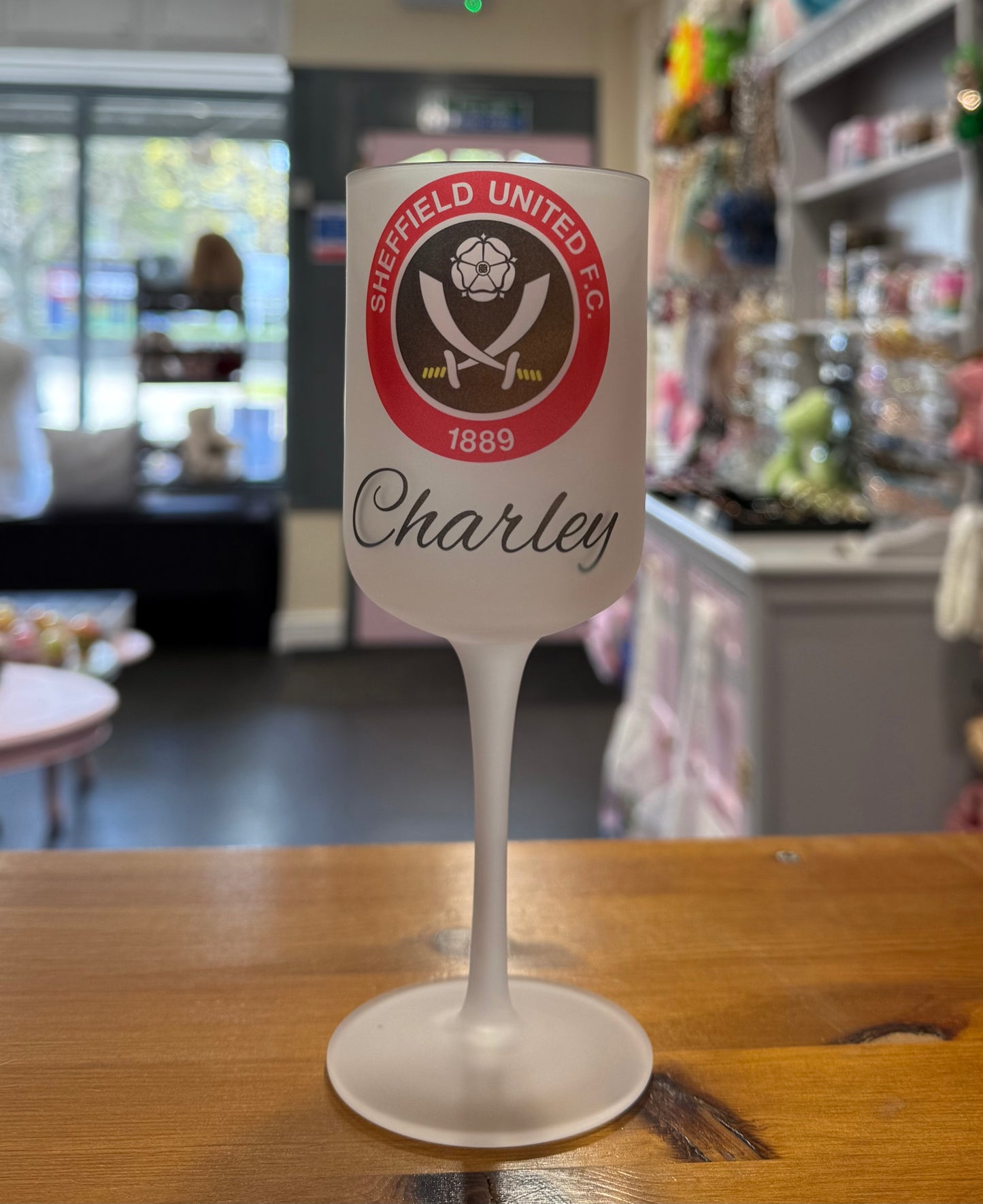 Sheffield United, Wine Goblet Glass, Personalised