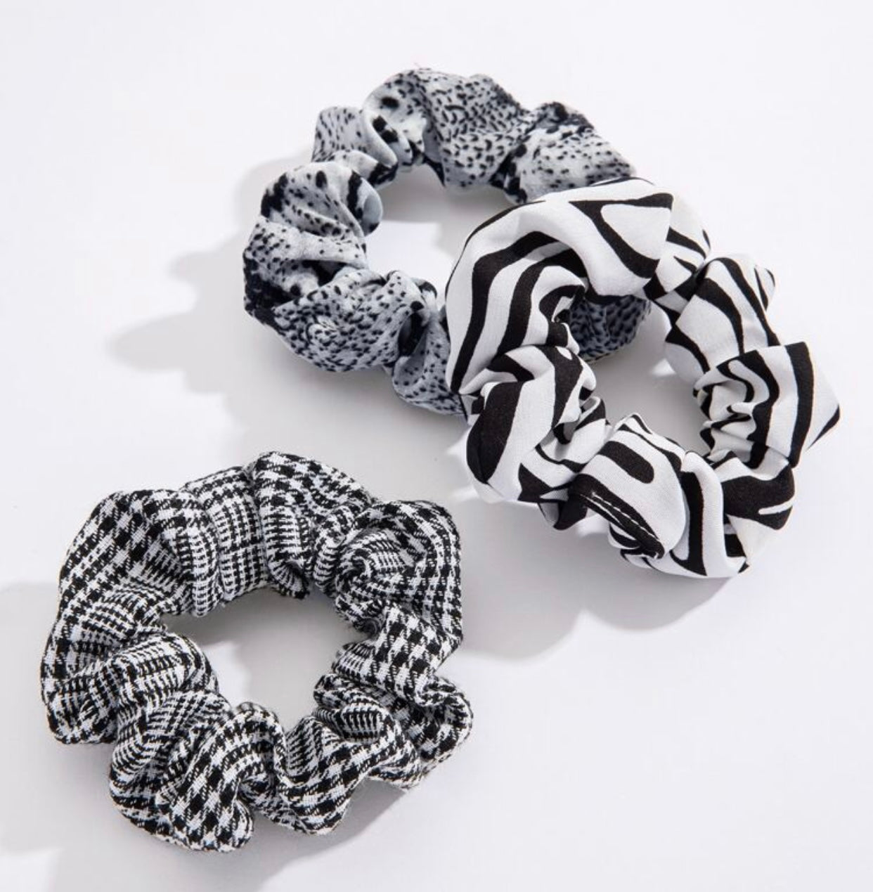 10 Pack of Scrunchies, Grey/Black, Velvet Scrunchie, Satin Scrunchie