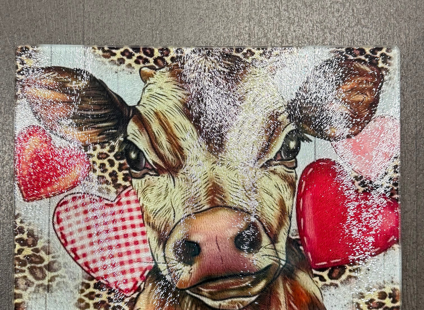 Cow & Hearts Chopping Board, Worktop Saver