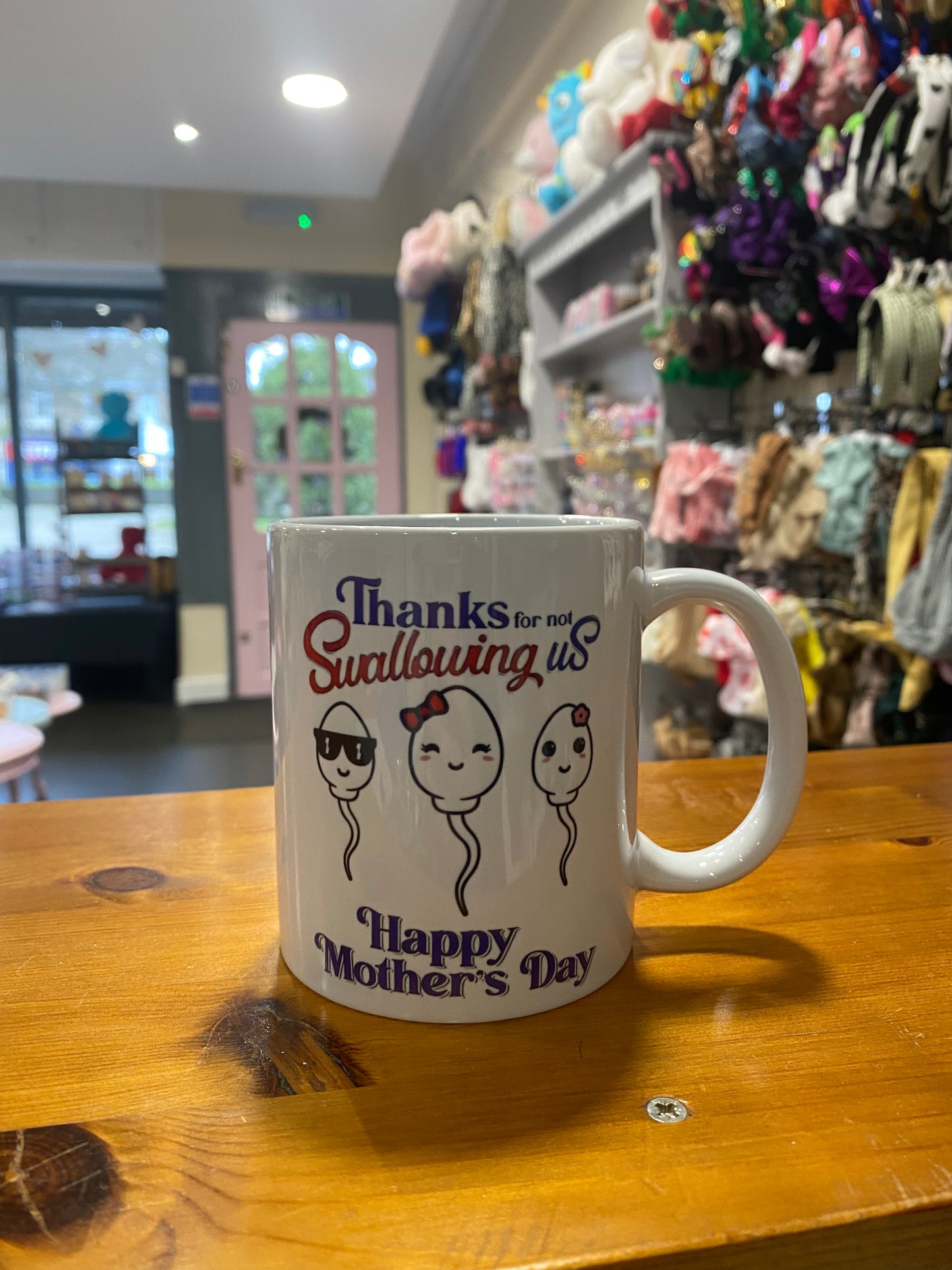 Thanks for not swallowing us, Mothers Day, Ceramic Mug, Coaster, Funny, Happy Mothers Day