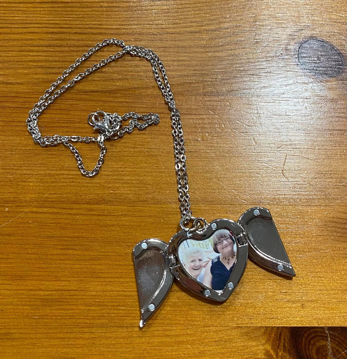 Angel Wings, Locket Photo Necklace, Bridesmaid, Mother of the Bride, Birthday, Memorial, Personalised