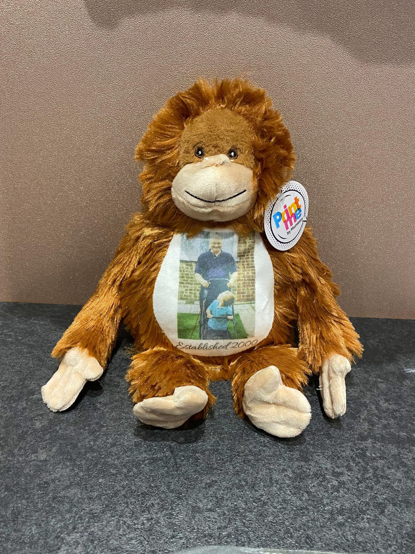 Orange Orangutan, Mini Mumbles Bear, Print Me Bear, Personalised Soft Toy