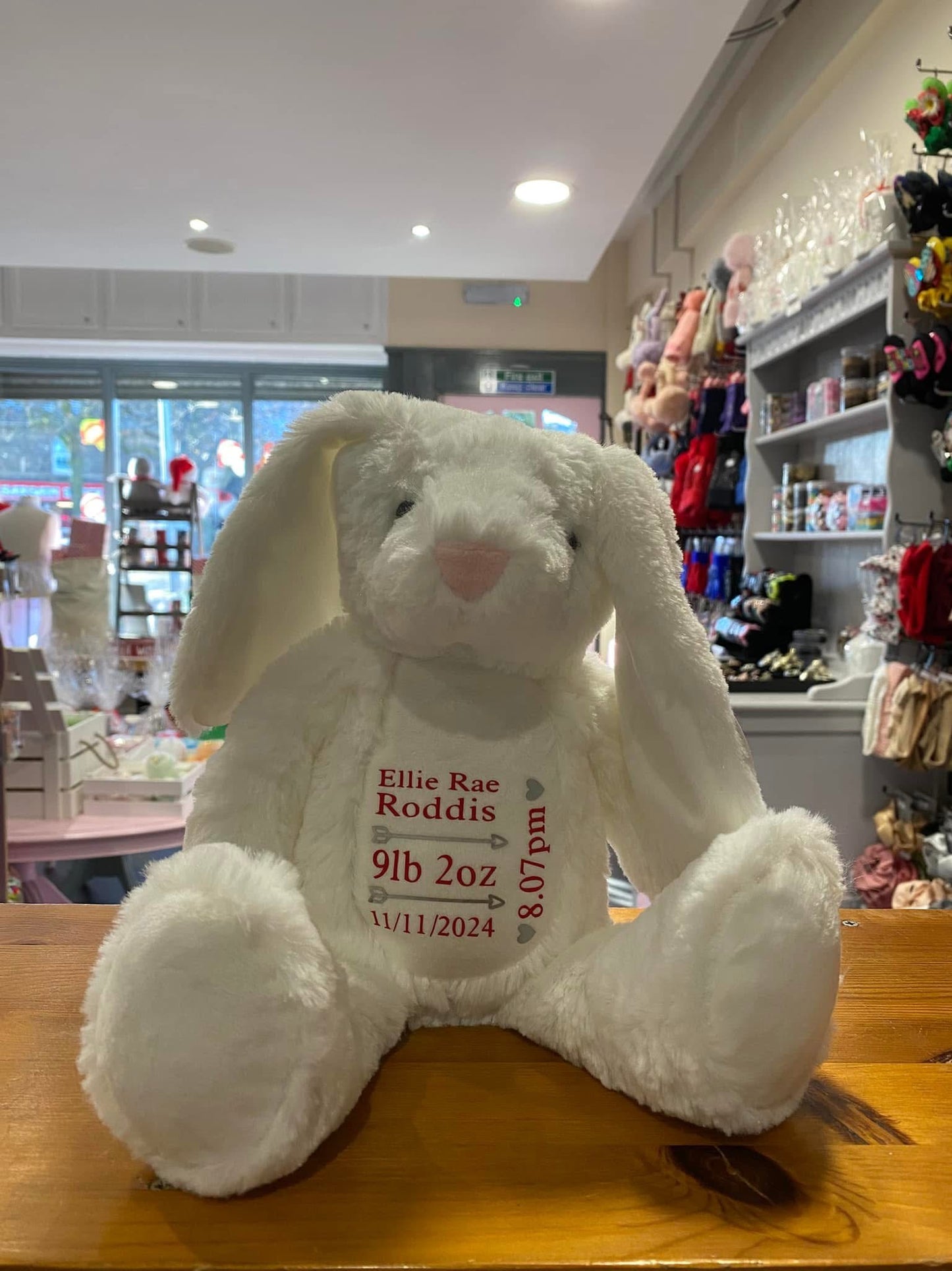 White Bunny, Rabbit, Mini Mumbles Bear, Print Me Bear, Personalised Soft Toy