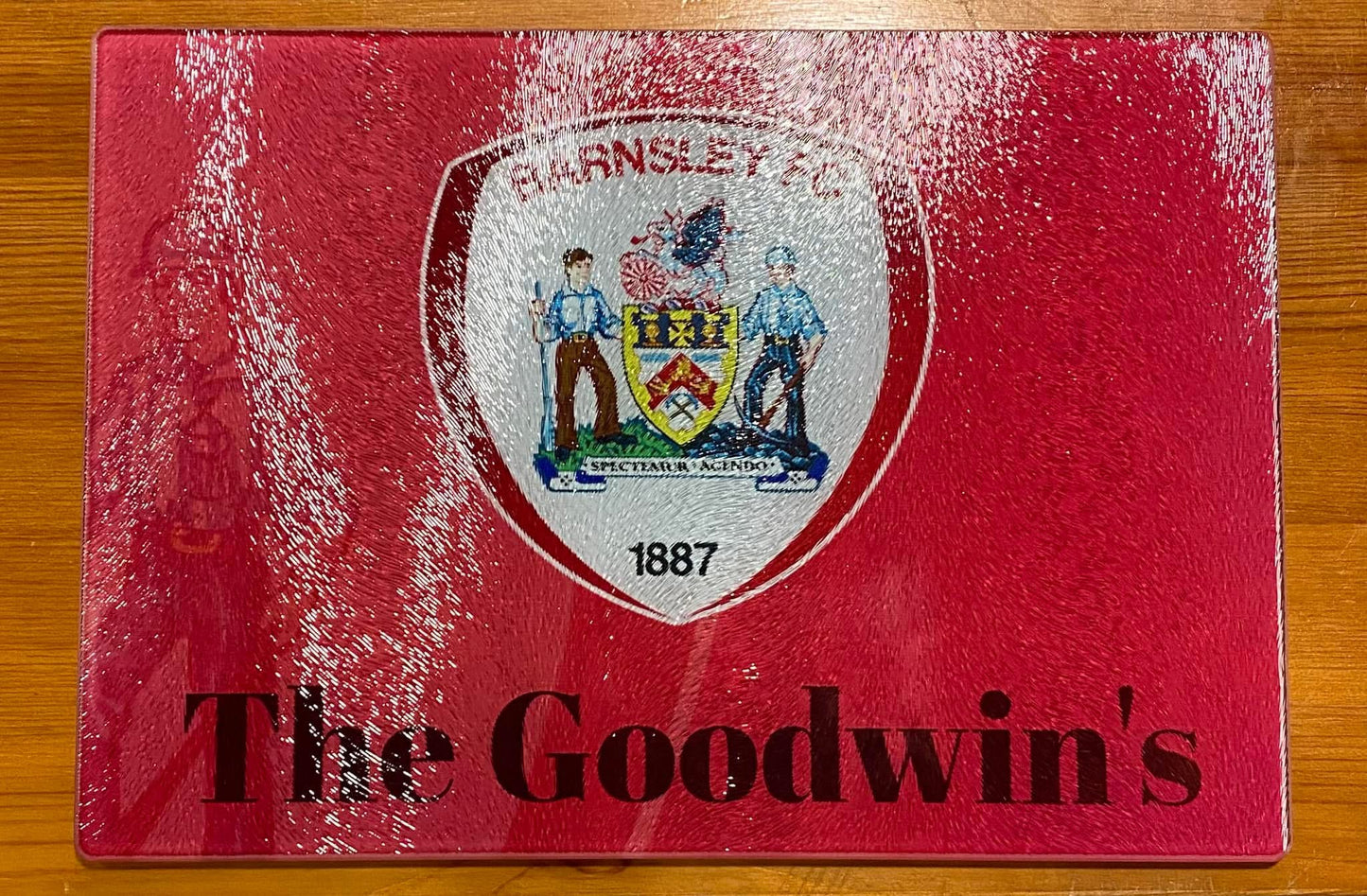 Barnsley Glass Chopping Board, Football Team, Worktop Saver