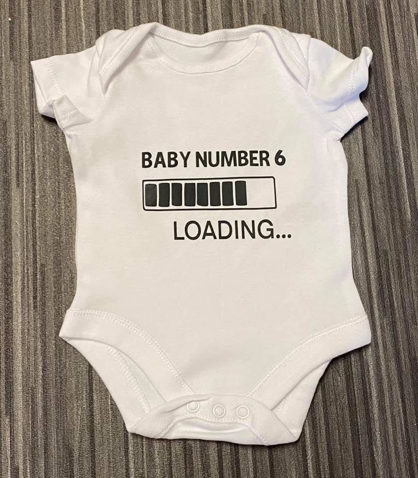 Baby Number …. Loading, Baby Personalised Vest Ages 0-12 months, White