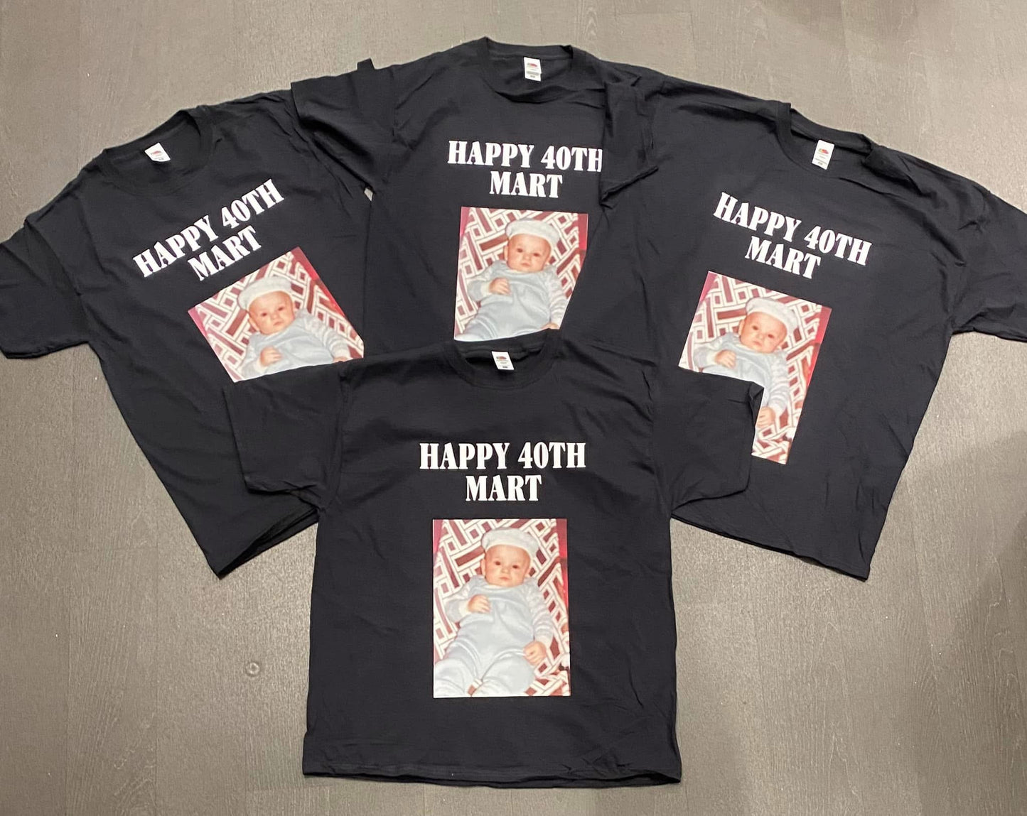 Birthday, Black Personalised T-Shirt - Size S - 5XL, Black T-Shirt, Tee, Your Design, Photo