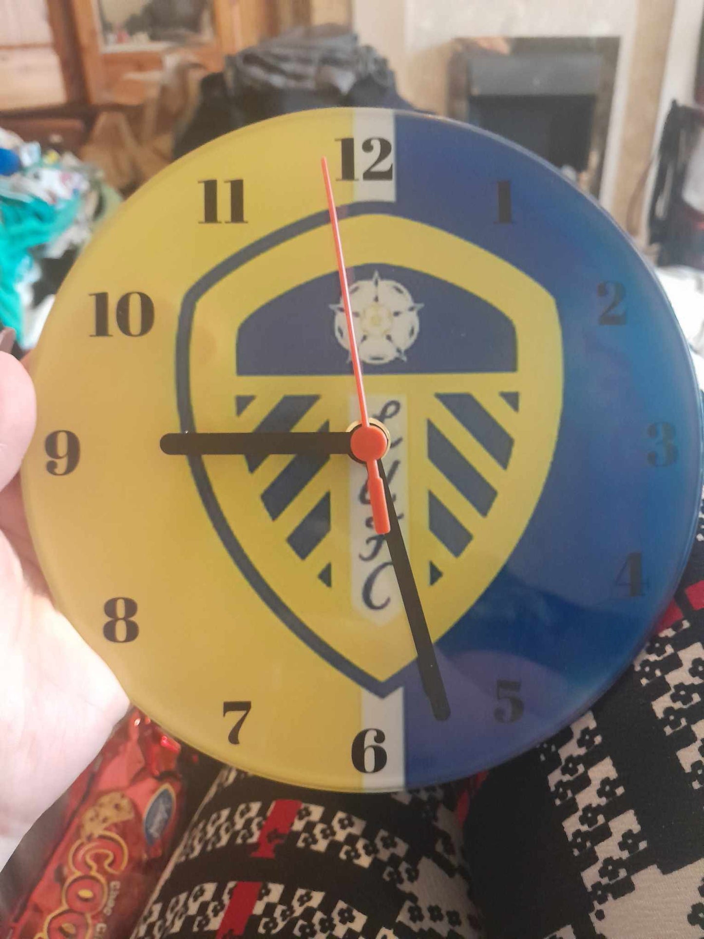 Leeds, Football Design, Toughened Glass Clock, Personalised
