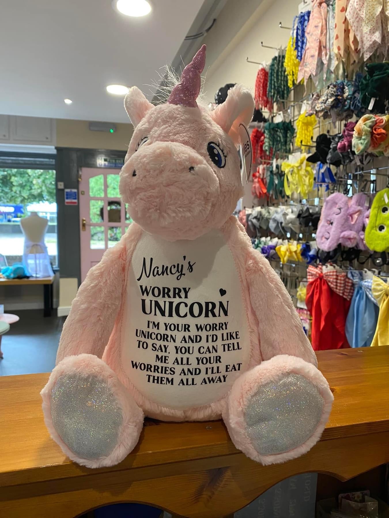 Worry Unicorn, Mumbles Bear, Personalised Soft Toy