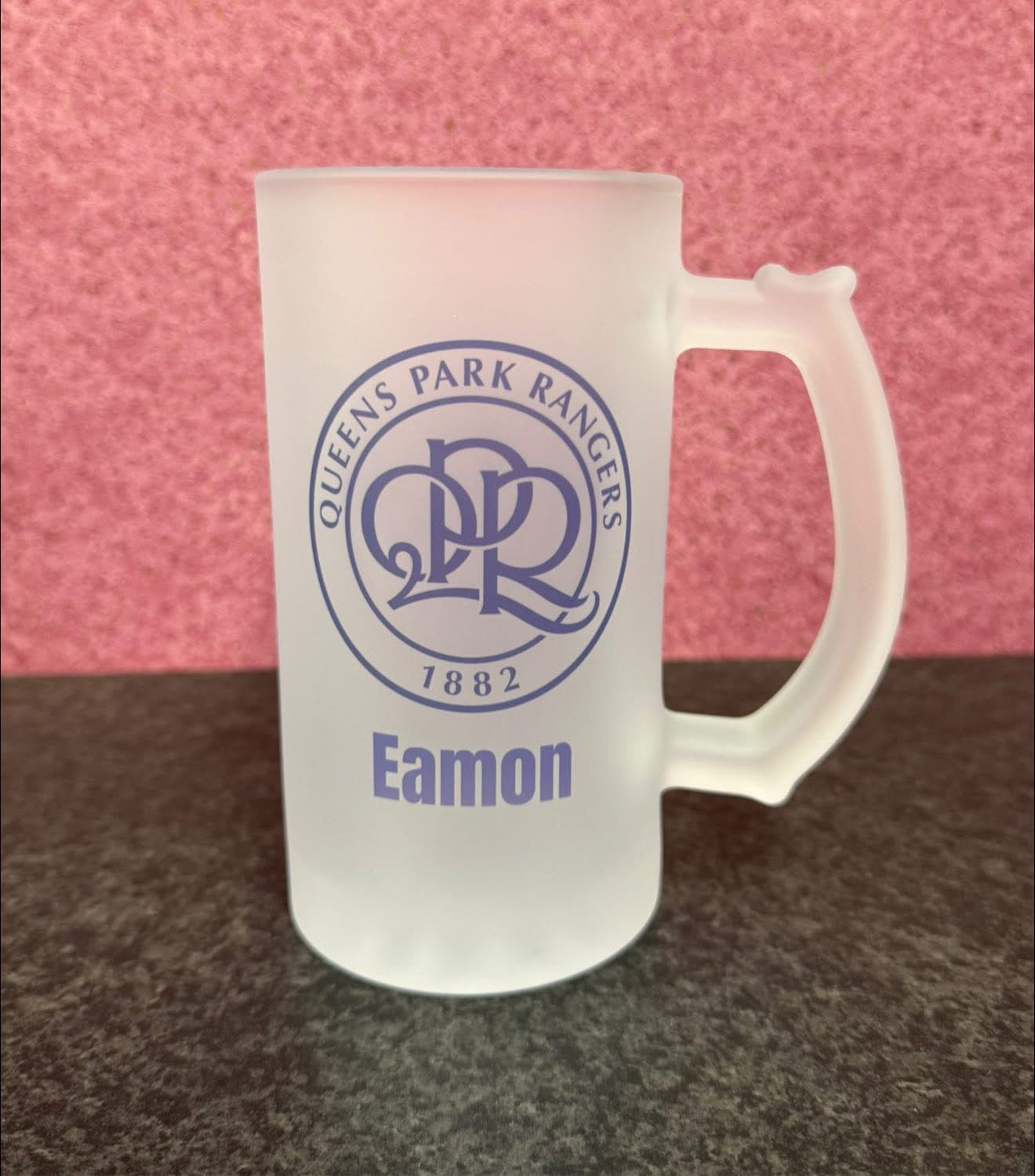 QPR, Frosted Glass Stein, 16oz Glass, 450ml, Cold Use, Perfect Gift, Personalised