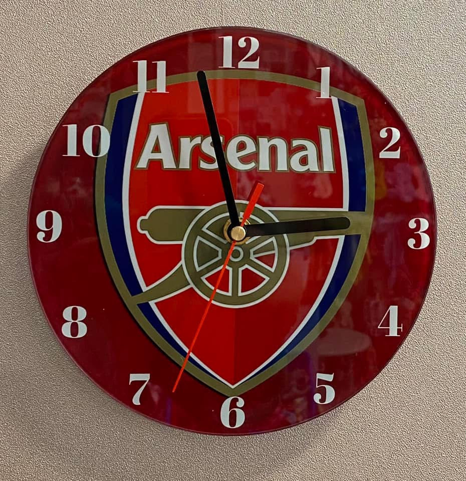 Arsenal, Football Design, Toughened Glass Clock