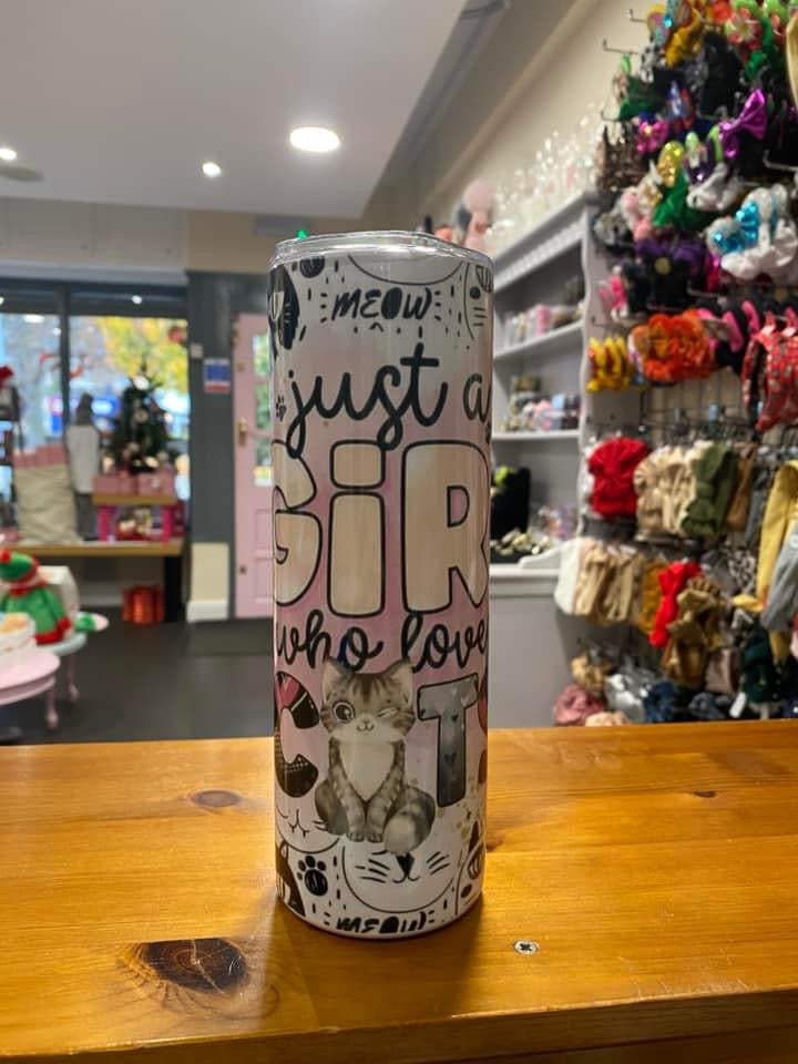 Just a girl who loves cats, 20oz Tumbler, Insulated, Stainless Steel, Hot & Cold use
