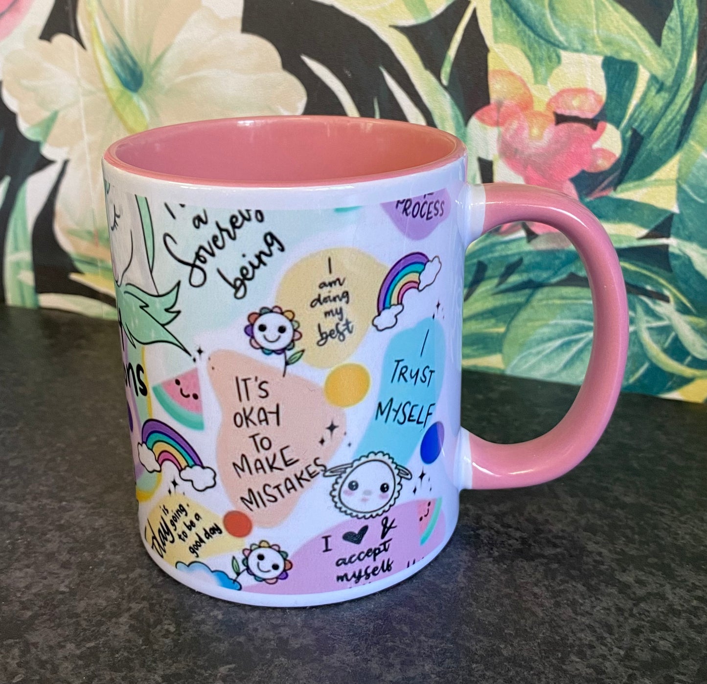 Daily Affirmations, Pink, Ceramic Mug & Coaster