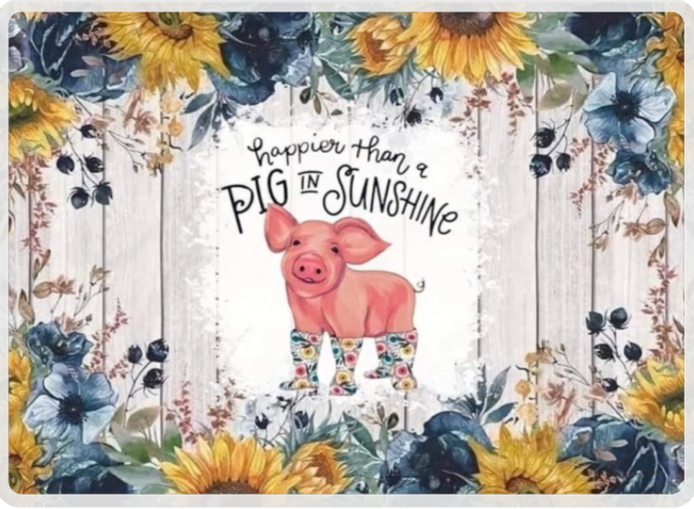 Glass Chopping Board, Happy as a Pig, Worktop Saver