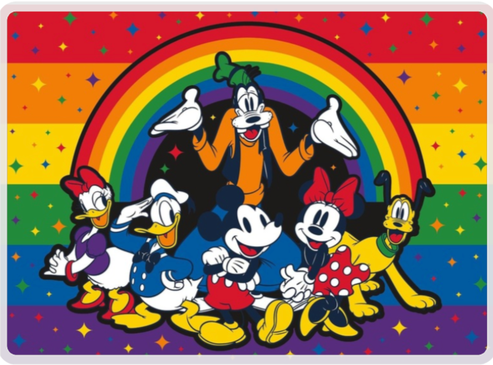 Mickey & Friends Glass Chopping Board, Rainbow, Worktop Saver