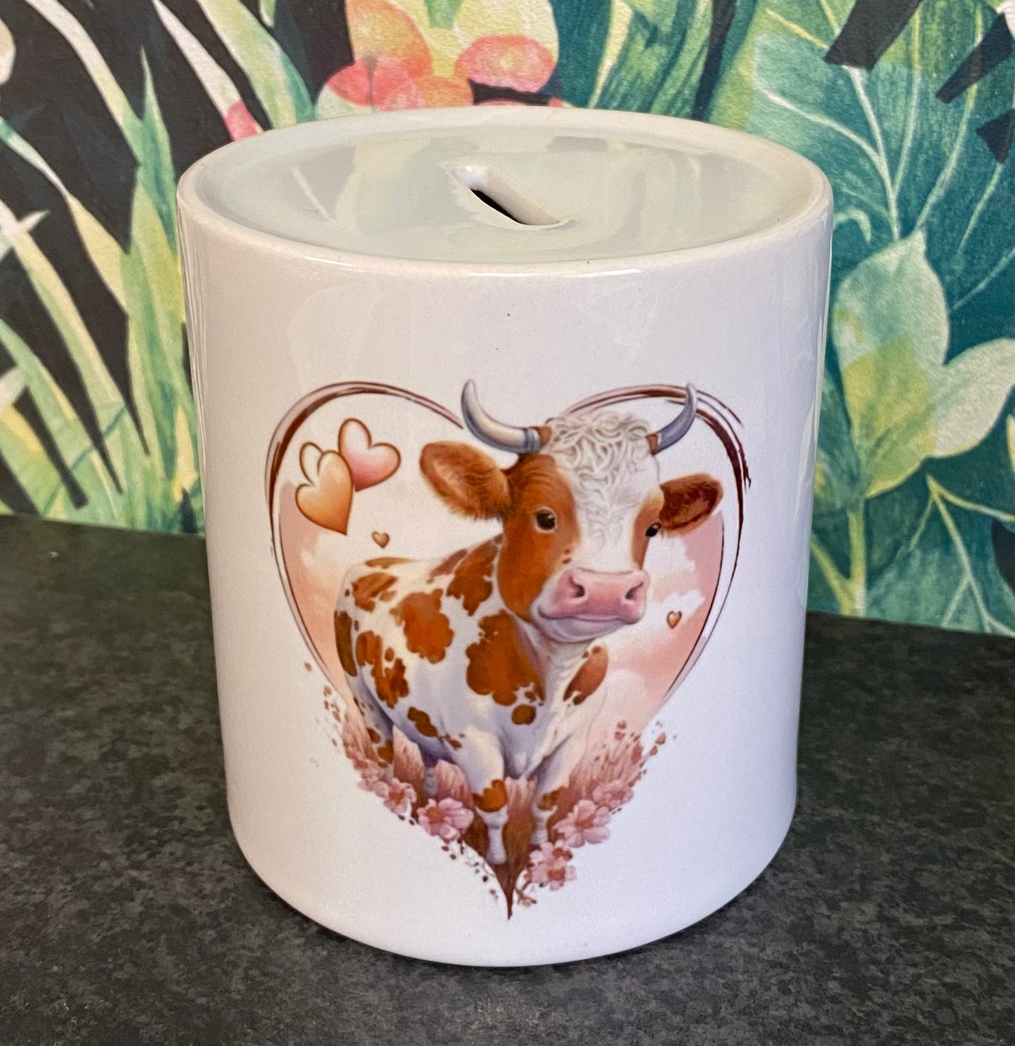 Cow Money Box, Piggy Bank, Savings, Ceramic Money Box, Personalisation