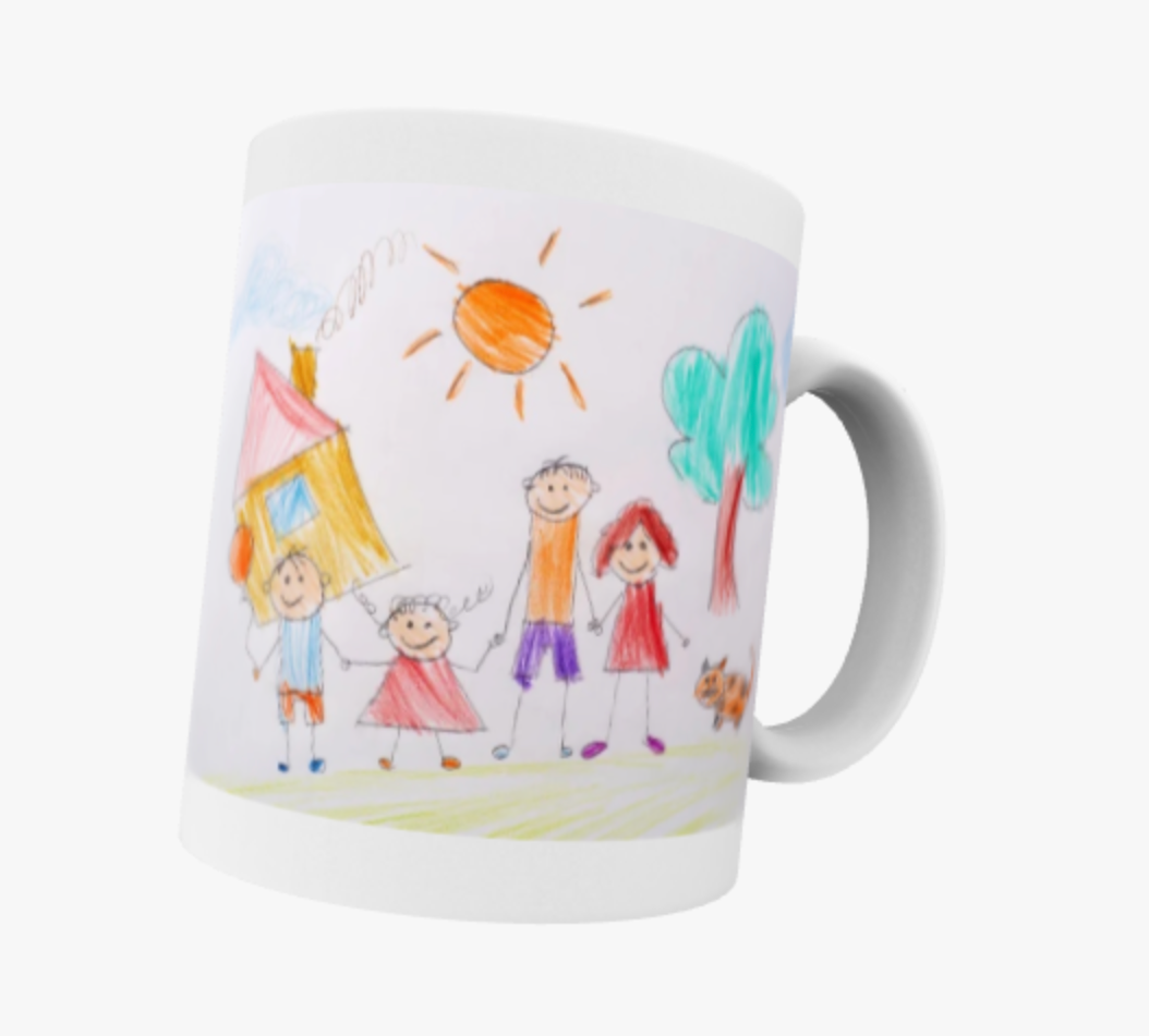 Your Kids Drawing on a Ceramic Mug & Coaster