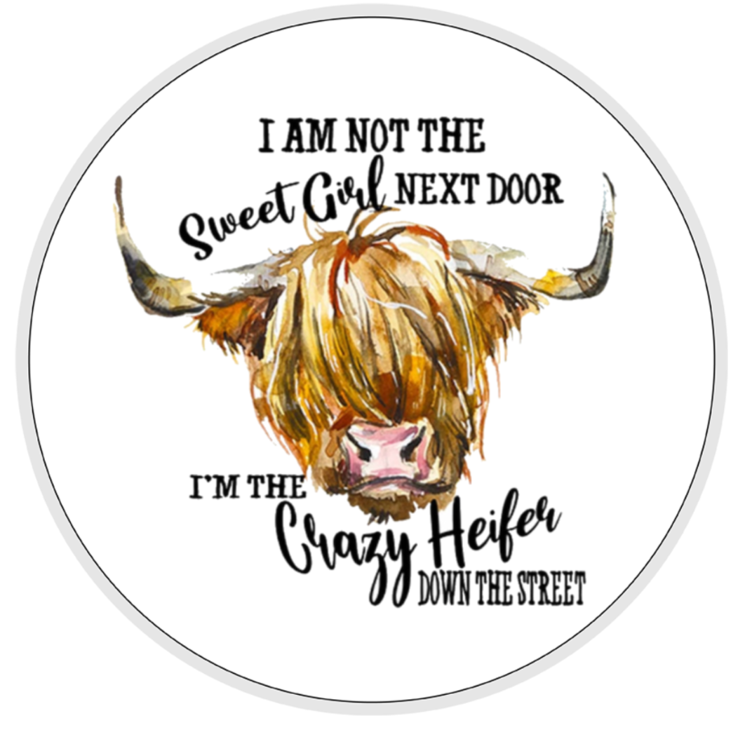 I’m not the sweet girl next door, I’m the Crazy Heifer down the street, Ceramic Mug & Coaster