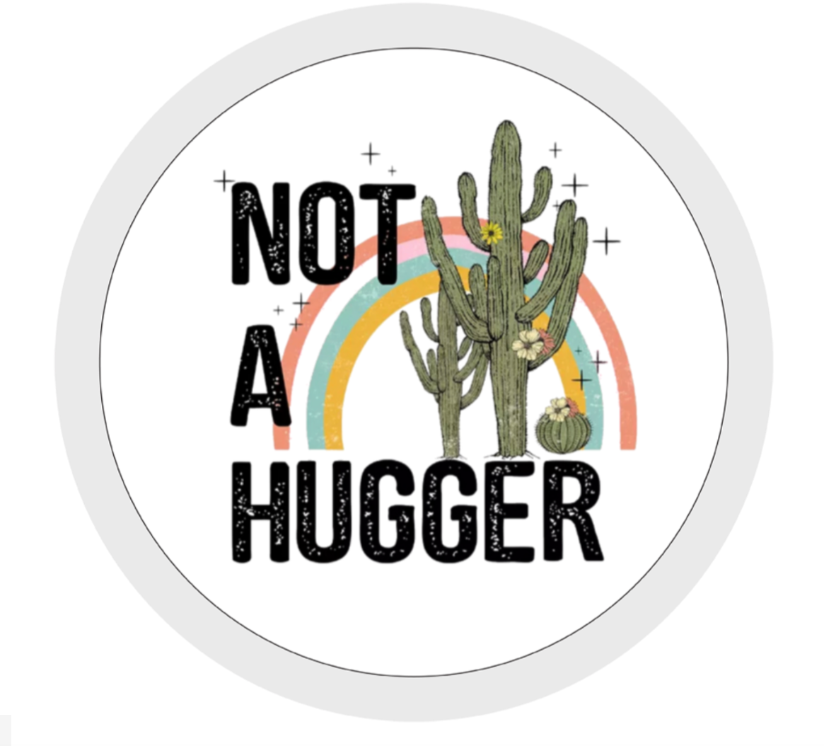 Not a Hugger, Cactus, Ceramic Mug, & Coaster