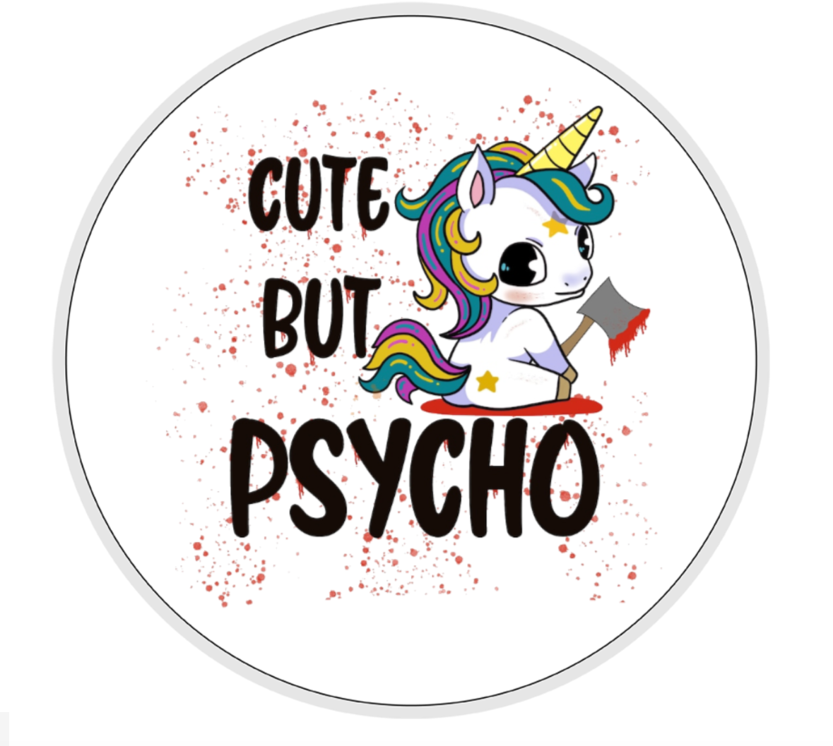 Cute but Psycho, Unicorn, Ceramic Mug & Coaster