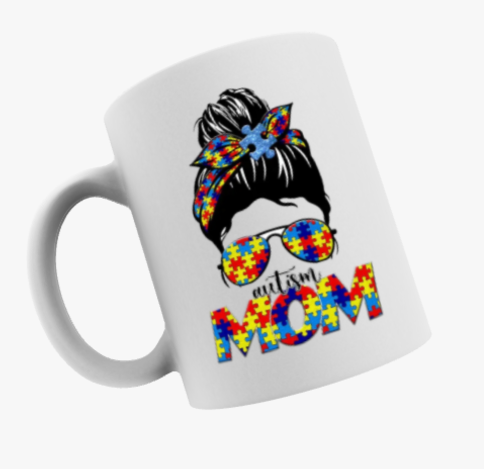 Autism Mom, Ceramic Mug, Coaster