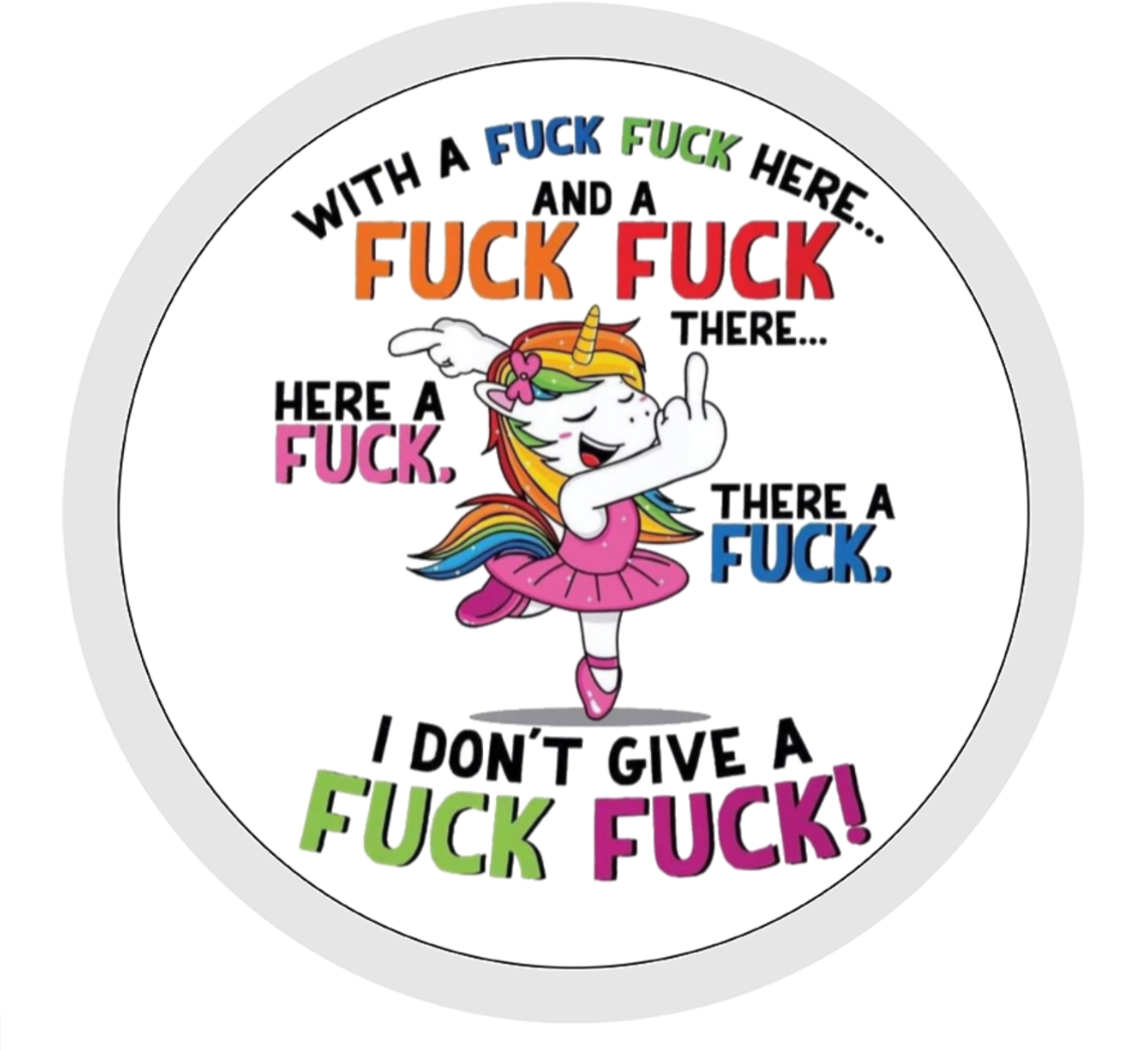 Swearing Unicorn, F Word, Ceramic Mug & Coaster