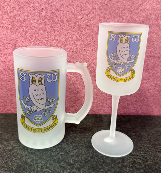 Sheffield Wednesday, Stein & Goblet Set, Frosted Glass, Personalised, Glass, Football
