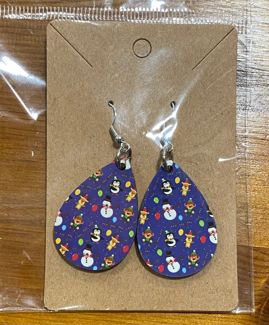 Mixed Pattern Christmas, Penguin, SnowmanHandmade Earrings